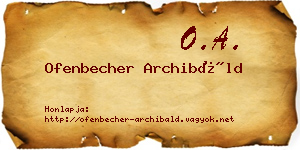 Ofenbecher Archibáld névjegykártya